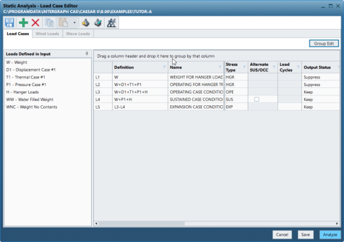 ImageGrafix Software FZCO - Load Case Editor List Deafult View - Engineering Design Software - Middle East, Egypt and India